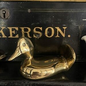 Gold Brass Duck Figurine 4.5”